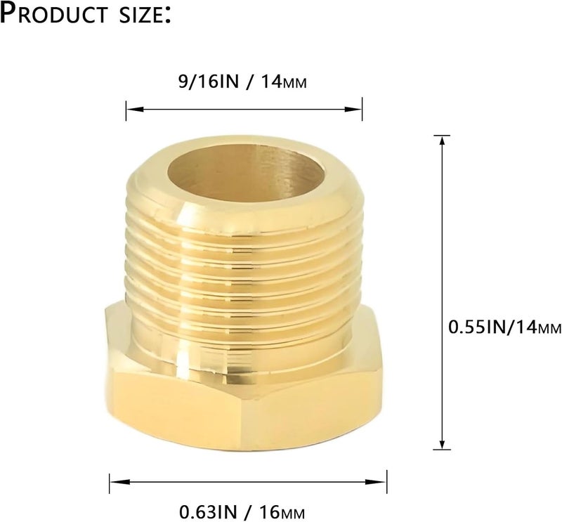 AimatRun 9/16" Male Threaded Plug, Brass Hex Socket Pipe End Cap Fitting, Blanked Stop Nut Cover, Globe Valve Pipe Plug. For kitchen faucet hot/cold water pipes, RV water pipe joints, radiator valves. 2 pcs. - Image 3